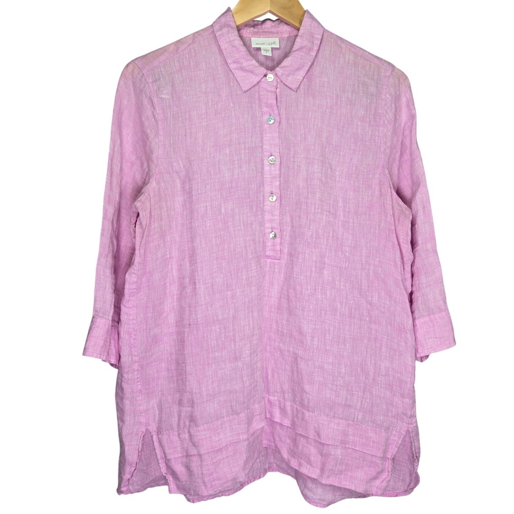 J. Jill‎ Love Linen Pink Orchid Popover Tunic Shirt Womens Small WTP121021